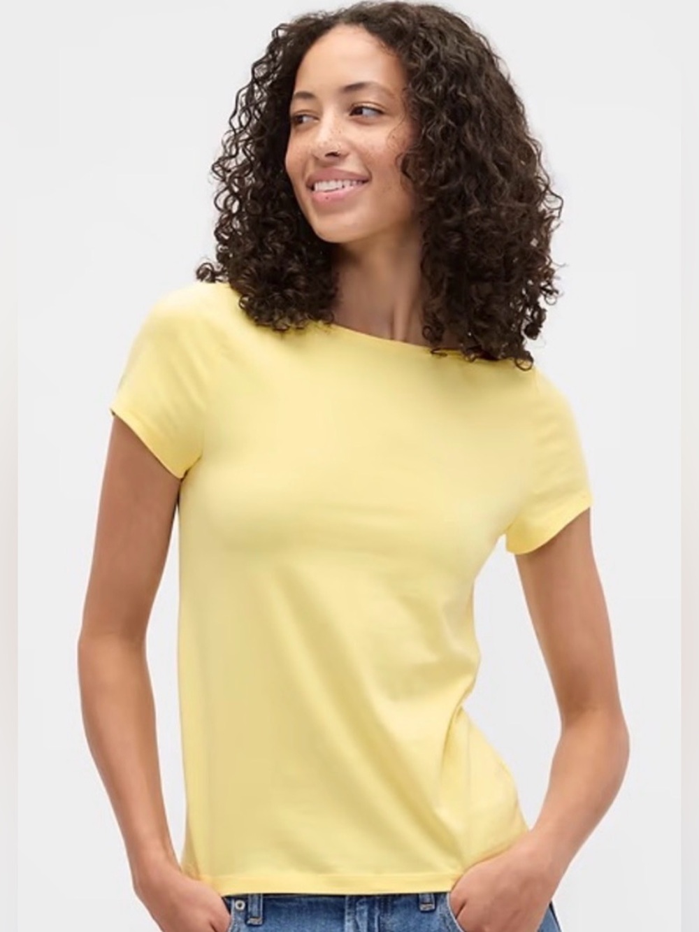 Gap  Factory Boatneck Open-Back T-Shirt Yellow XXL